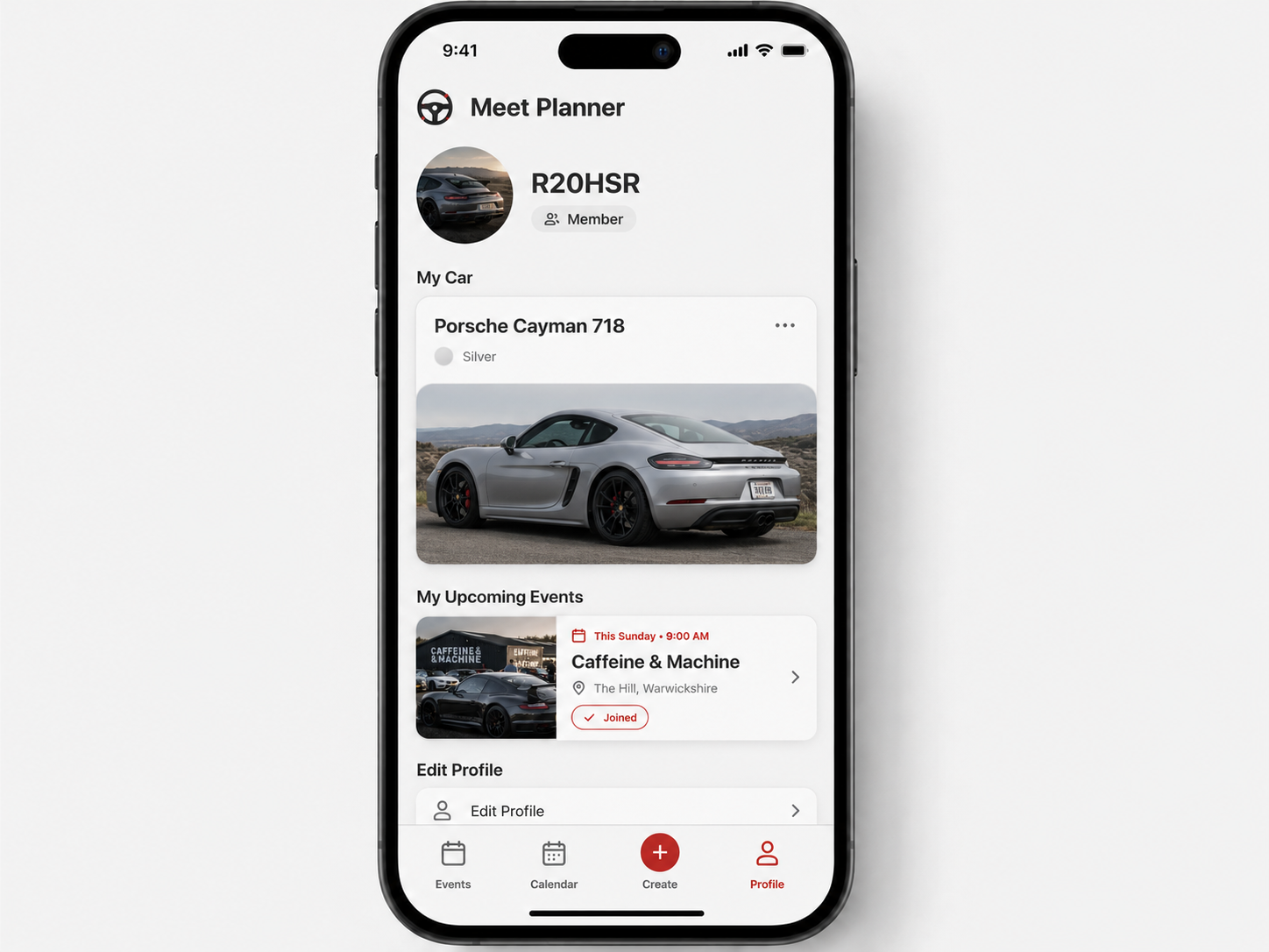 Driveout profile screen